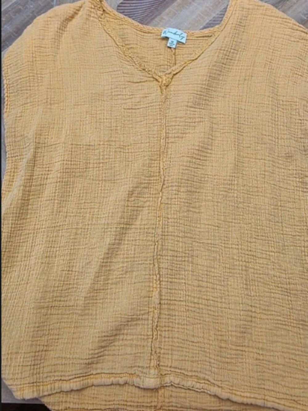Mustard Gauze Sleeveless Top, Size M Wonderly
